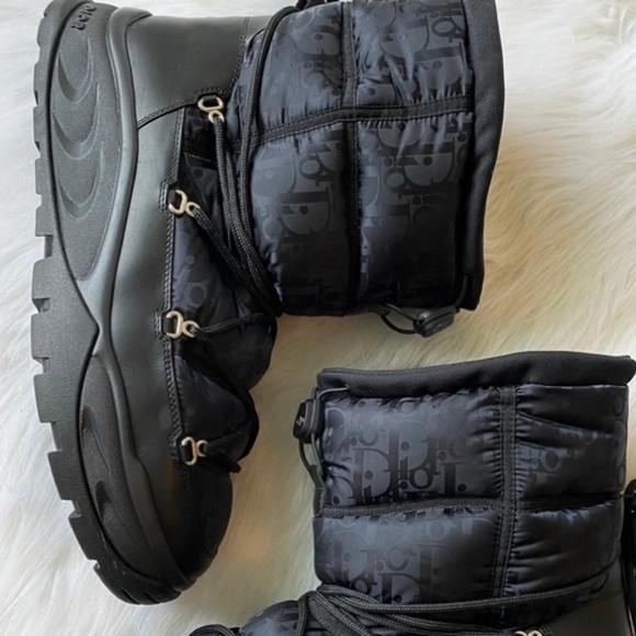 Christian Dior Snow Boots Oblique Black Logo Winter Ski Lace Up Monogram Logo - Picture 6 of 14